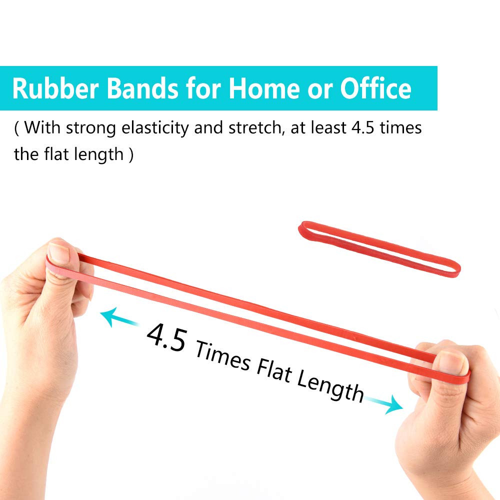 Coopay 180-Piece Large Rubber Bands Bulk (8 Inches) - Heavy Duty Strong Elastic Bands for Office, School & Home Use - Secure Trash Cans, File Folders & Bundles - Ideal for Organizing, Packing & DIY Projects (Red)