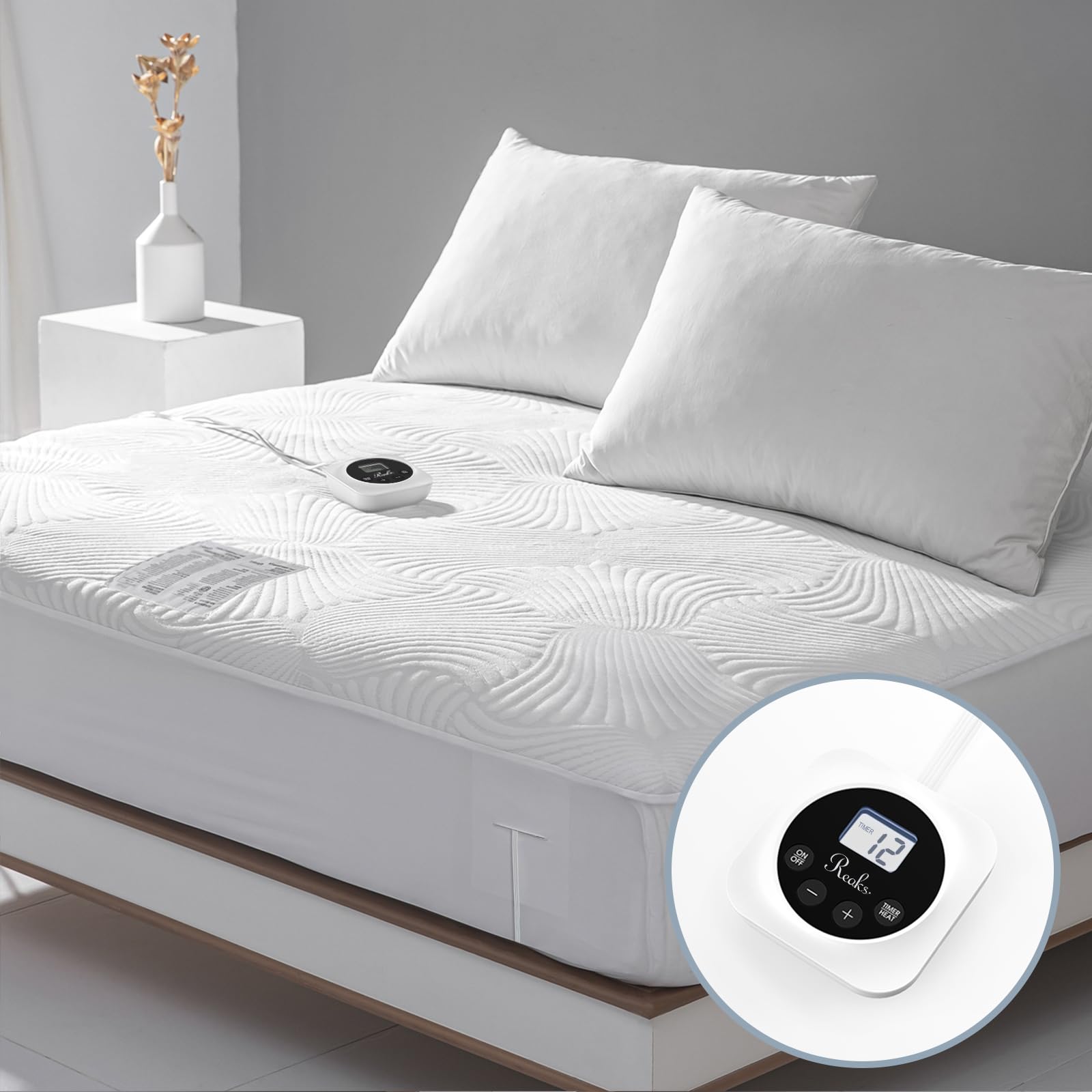 Electric Heated Mattress Pad Queen Size - 10 Adjustable Heat Settings with Memory Timer (1-12 Hours) & Auto Shut-Off - Soft Lighted Button Controls - Perfect for Cold Winter Nights & Arthritis Pain Relief
