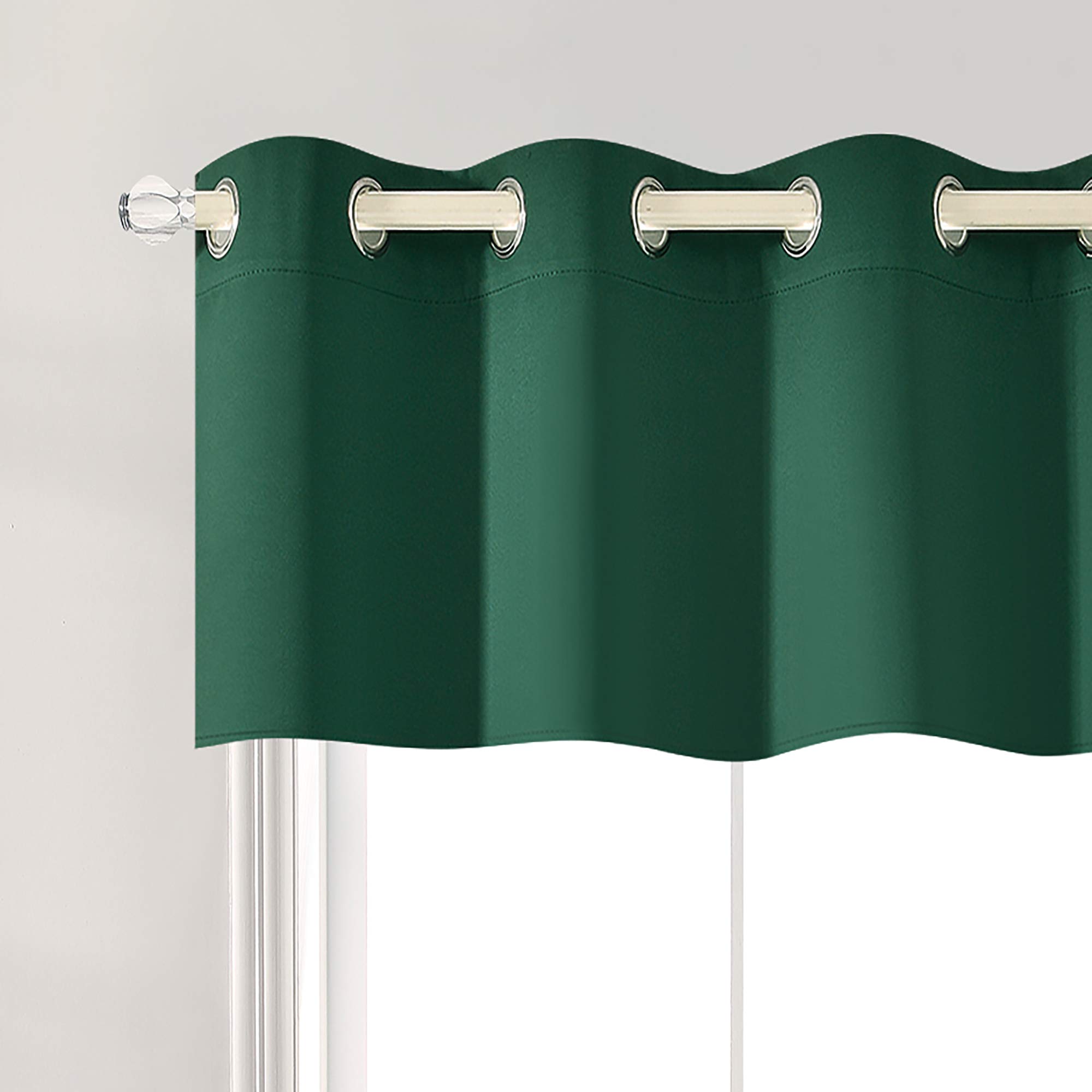 Hunter Green Blackout Window Valance - 18 Inch Length, Thermal Insulated Grommet Top Curtain for Bedroom & Bathroom - 1 Panel (52x18 Inch) - Perfect for Small Windows, Light Control & Privacy