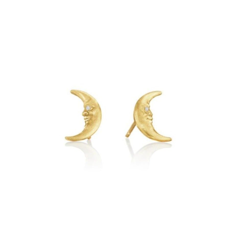 Tiny Crescent Moon Face Stud Earrings - Minimalist Dainty Gold Hoop Earrings for Women - Perfect for Everyday Wear, Gifts & Boho Fashion