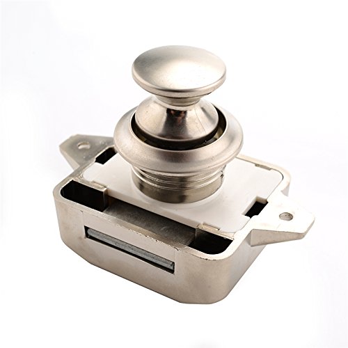 MASO 5-Piece Push Lock Latch Set - Keyless Door Lock (26mm) in Brushed Nickel Finish for RV, Caravan, Motorhome & Furniture Cupboards | Secure Storage Solutions for Travel & Home Organization