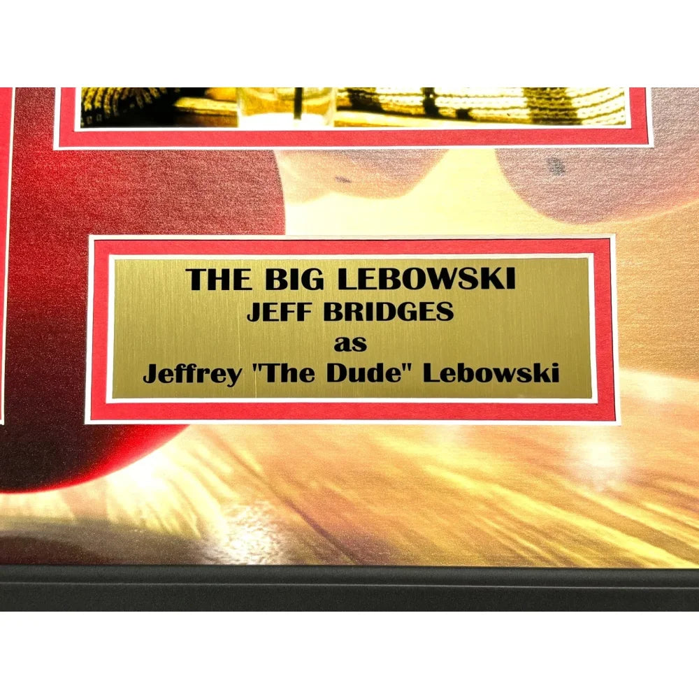 Jeff Bridges Autographed The Big Lebowski Movie Script Framed Collage with BAS COA - Signed Memorabilia for Movie Fans, Collectors, and Home Theater Decor