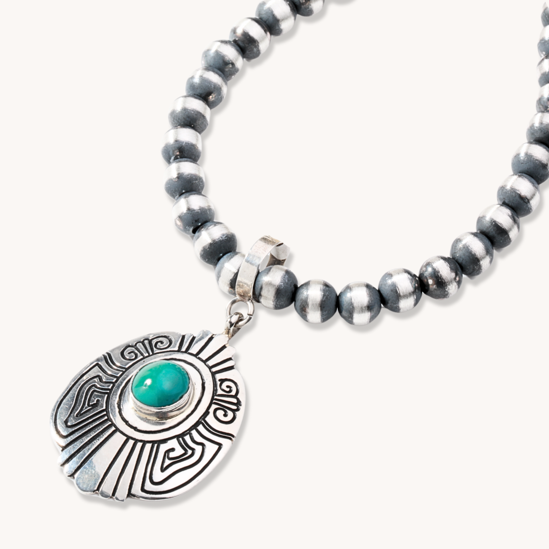 T&R Singer Turquoise Pendant Necklace - Handmade Sterling Silver Jewelry for Women - Perfect for Gifts, Parties & Everyday Wear