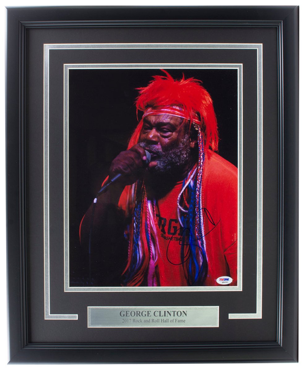 George Clinton Autographed Signed Framed 11x14 Photo with PSA/DNA COA - Perfect for Music Memorabilia Collectors & Funk Fans Display