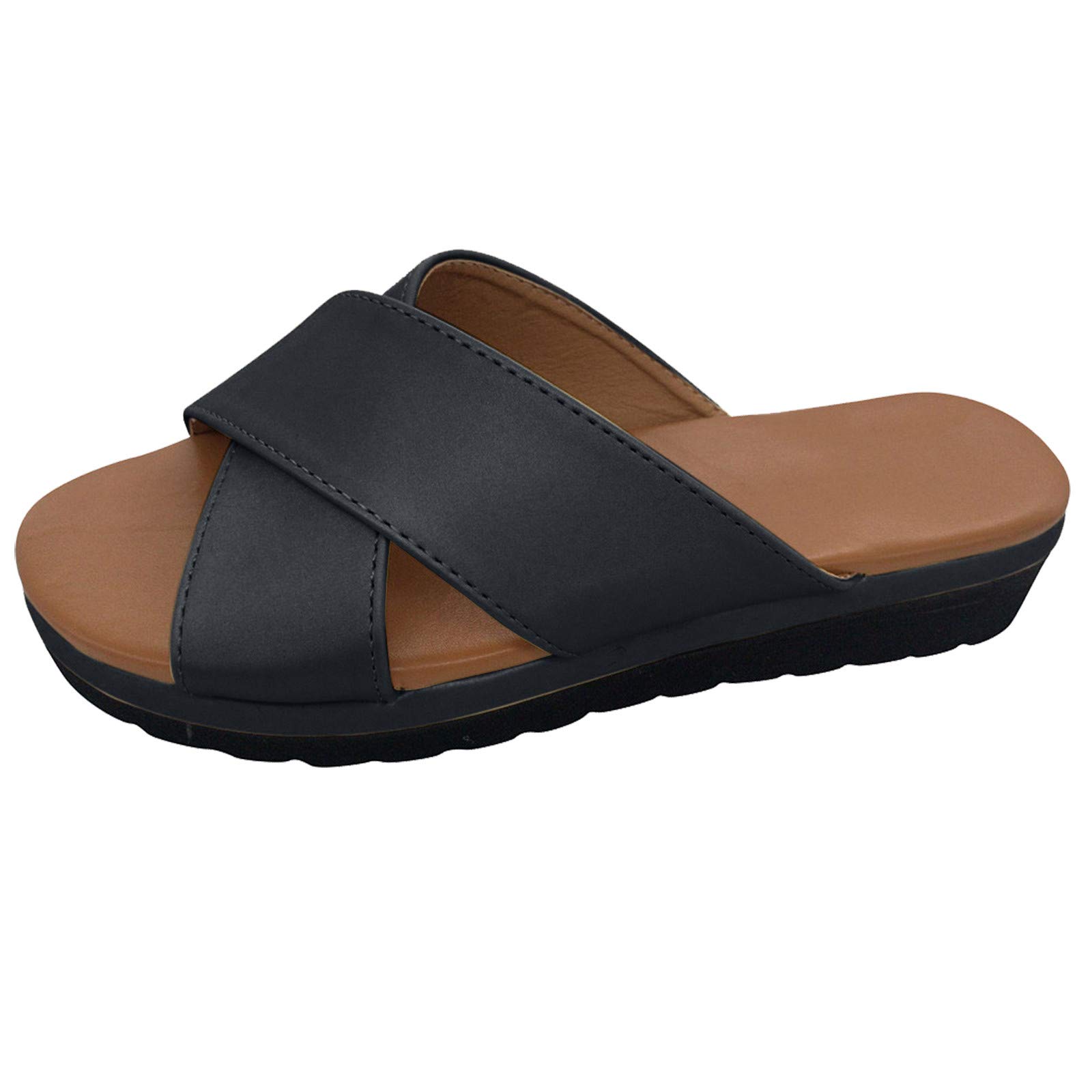 Women's Fashion Wedge Sandals - Open Toe Roman Slides for Beach & Casual Wear - Comfortable Thick Sole Slippers for Summer, Vacation, and Outdoor Activities