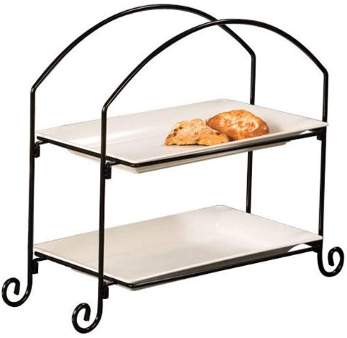 American Metalcraft IS12 Two Tier Ironwork Stand for Rectangular Plates & Baskets - Heavy Duty Display Rack for Kitchen, Dining Room, or Buffet Serving