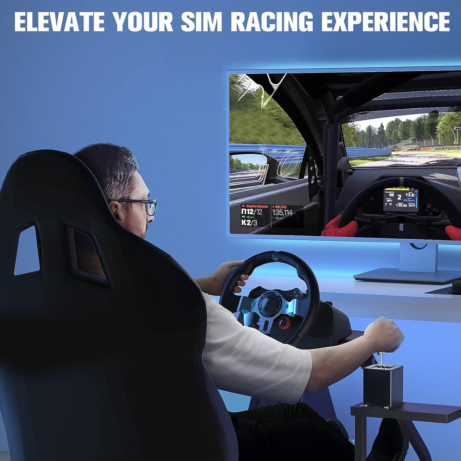 USB Simulator Gear Lever Shifter for Logitech G27/G29/G920/G923 & Thrustmaster TH8A/T300RS/T500/GT - PC Sequential H-Pattern Shifter for Dirt Rally, SIM Racing Games - Perfect for Drifting, Rally & Track Racing Simulation