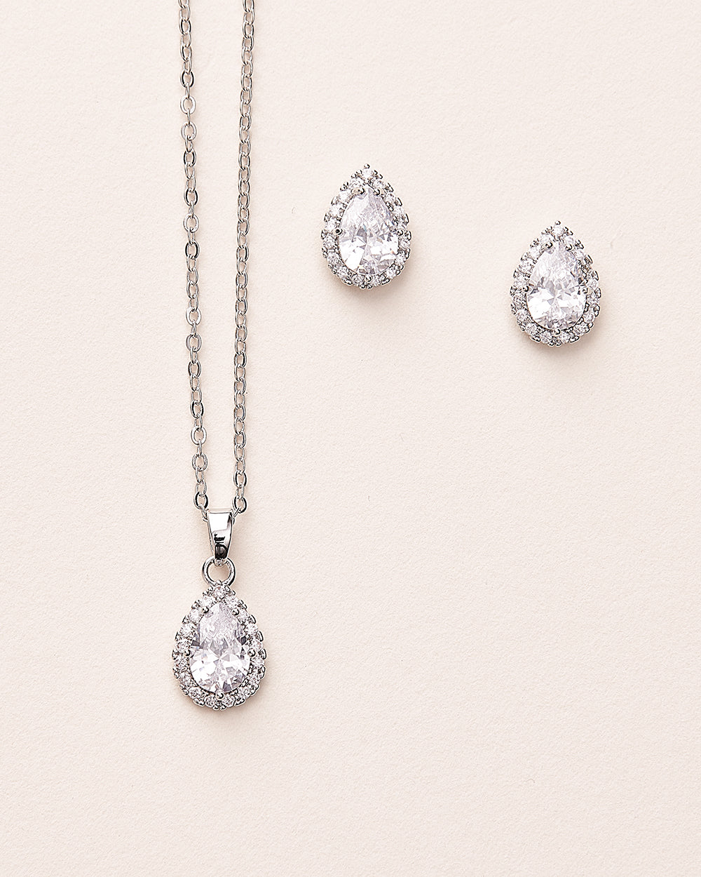 Emma Sterling Silver CZ Bridesmaid Jewelry Set - Elegant Necklace & Earrings for Weddings, Parties & Special Occasions