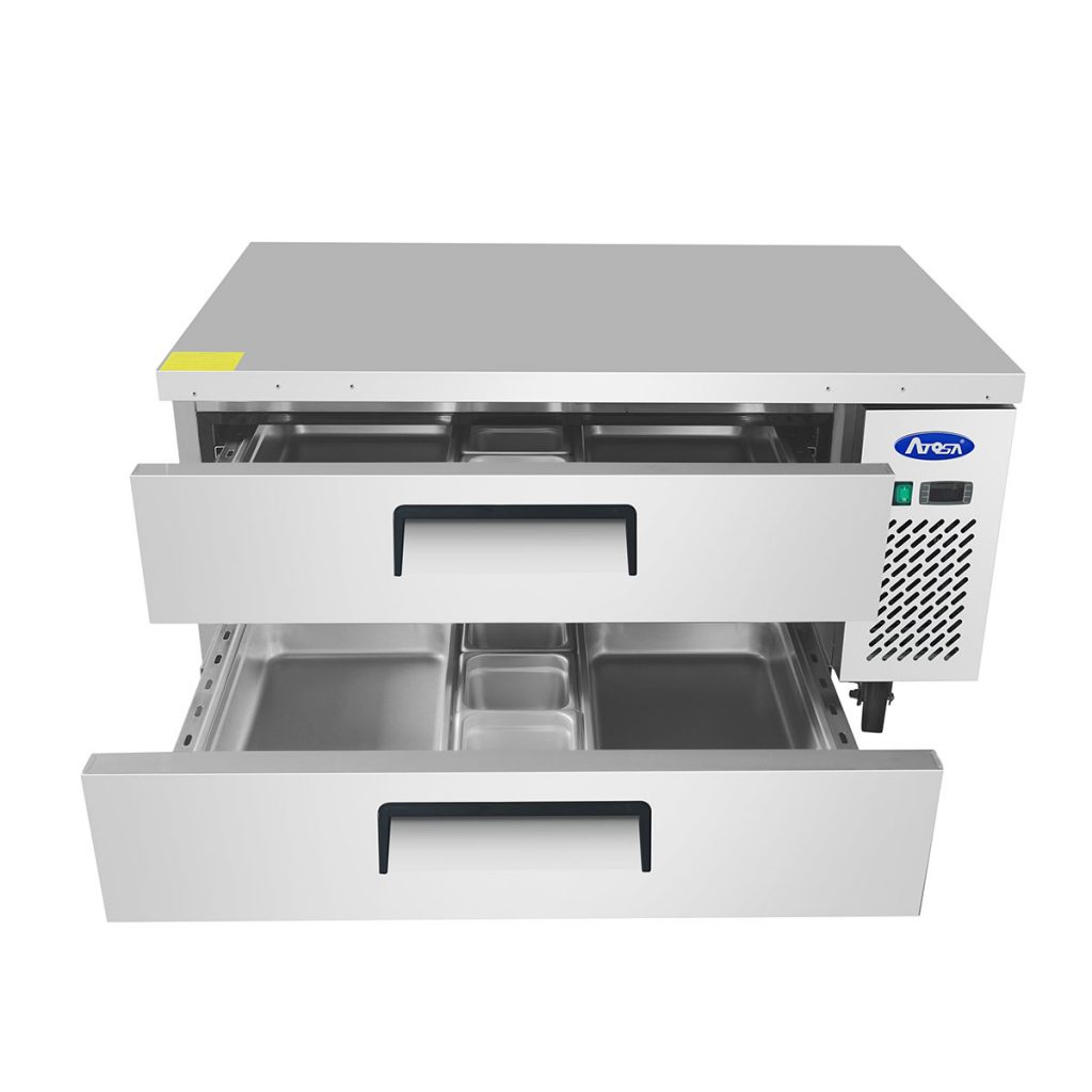 Atosa 36-Inch Stainless Steel Refrigerated Chef Base with 2 Drawers - Commercial Kitchen Food Storage for Restaurants & Catering Services