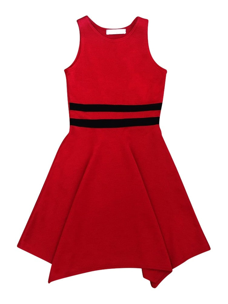 Elegant Dual Stripe Hanky Hem Junior Bridesmaid Dress for Big Girls - Sizes 8-16 | Perfect for Weddings, Prom & Special Occasions