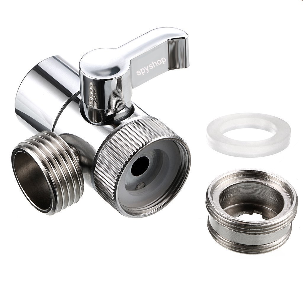 **BRASS Sink Valve Diverter Faucet Splitter - M22 x M24 Thread, Polished Chrome, PV10 - Replacement Part for Kitchen & Bathroom Sink Faucets, Faucet to Hose Adapter - Perfect for Water Filtration, Garden Hose, and Multi-Tap Installations**