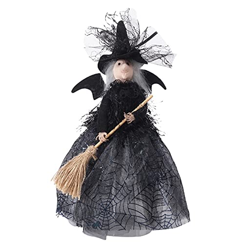 Halloween Witch Doll - Spooky Decor for Halloween Party, Home, Bedroom & Desktop - Horror Broomstick Accessory for Magical Atmosphere | Perfect for Halloween Decorations, Themed Parties & Haunted House Displays