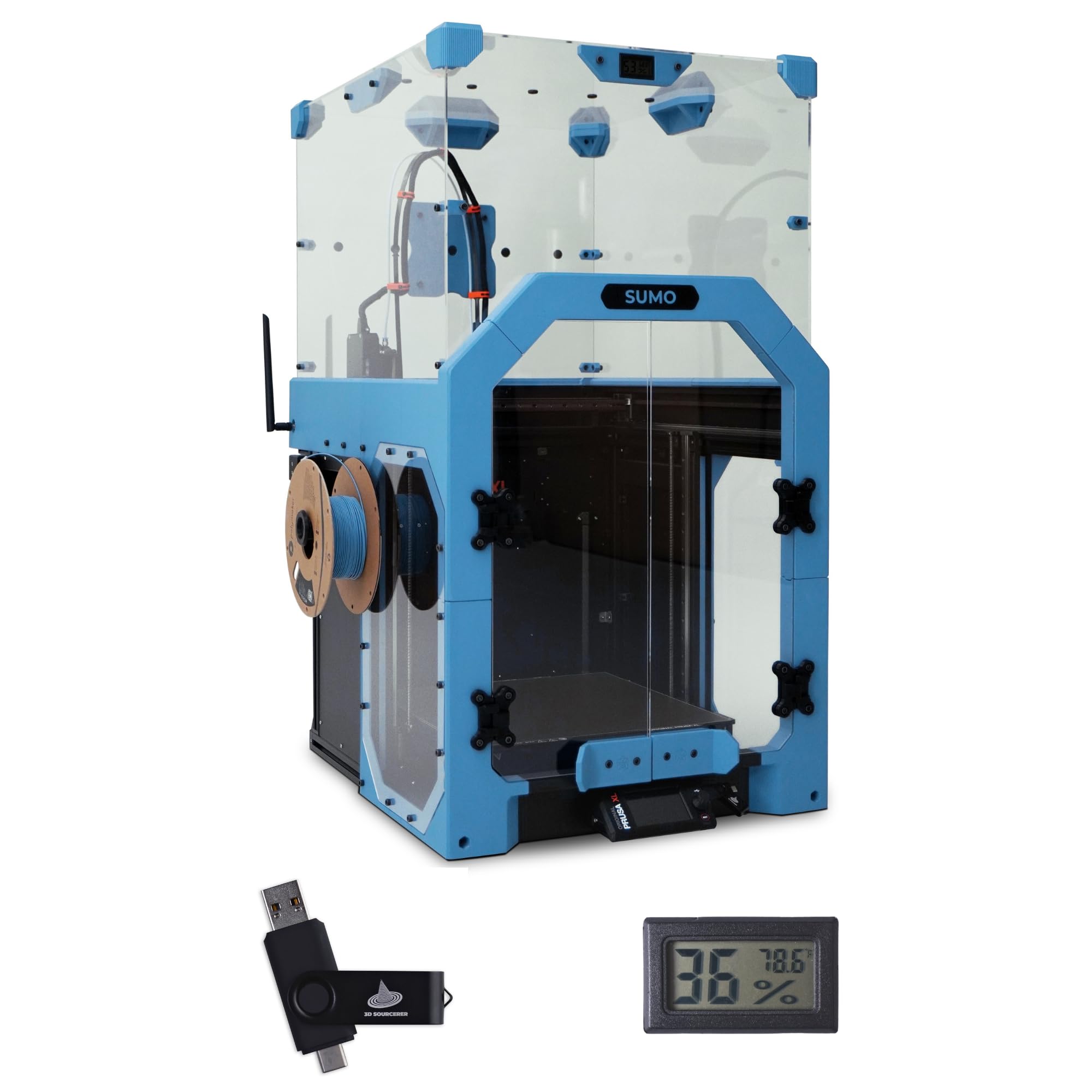 Prusa XL 3D Printer Enclosure Kit - Clear Plexiglass/Acrylic Cover with Fasteners, Hex Rods & Magnets | Includes Hygrometer for Filament Storage | Perfect for Home, Office & Workshop 3D Printing