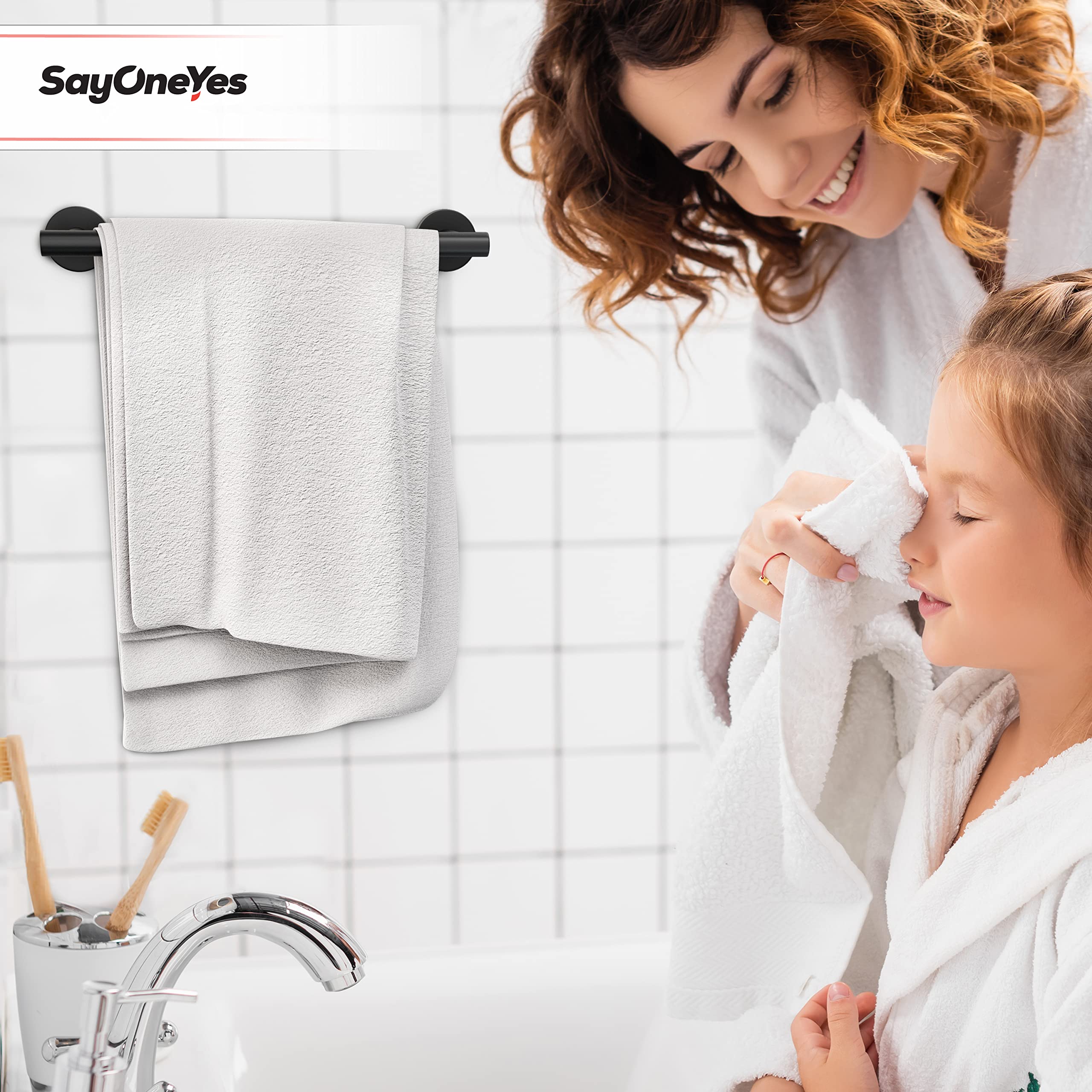 12 Inch Matte Black Towel Bar - Heavy Duty Stainless Steel SUS304 Bathroom Towel Holder Rack for Wall Mounting - Single Layer Shower Towel Hanger Rod - Perfect for Bathroom, Kitchen and Bedroom Organization