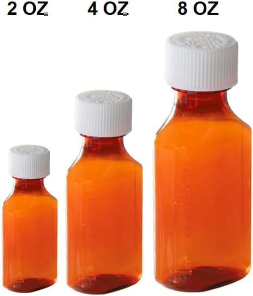 Child Resistant 4oz Amber Plastic Prescription Bottles (10 Pack) - Light-Sensitive Pharmacy Containers with Safety Lids for Liquid Medicine Storage & Dispensing - Perfect for Home Pharmacy, Essential Oils, CBD Tinctures and Herbal Supplements