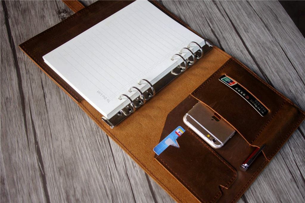 Premium Leather Day Binder Planner Cover - A5 Size, Professional Organizer for Work & School - Perfect for Business Meetings, Academic Planning & Daily Scheduling