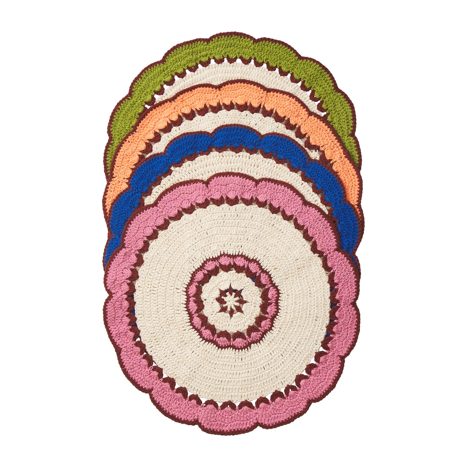 Handmade Hema Crochet Placemat Set - 6-Piece Boho Table Mats for Dining Table Decor, Farmhouse Kitchen, and Wedding Party Settings