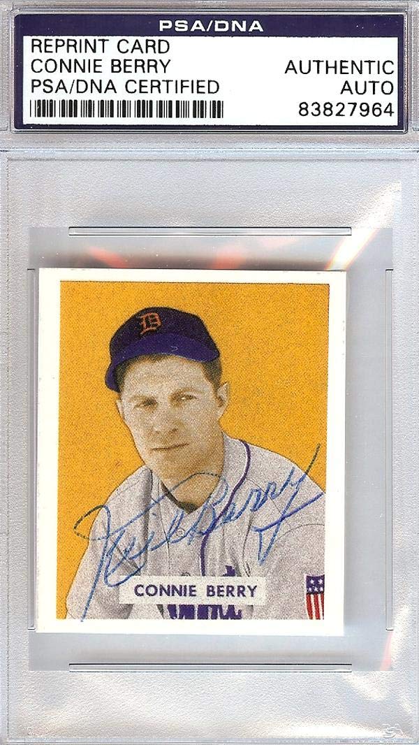 Connie Berry Autographed 1949 Bowman Reprint Baseball Card #180 Detroit Tigers PSA/DNA Certified #83827964 - Vintage Sports Memorabilia for Collectors & Baseball Fans