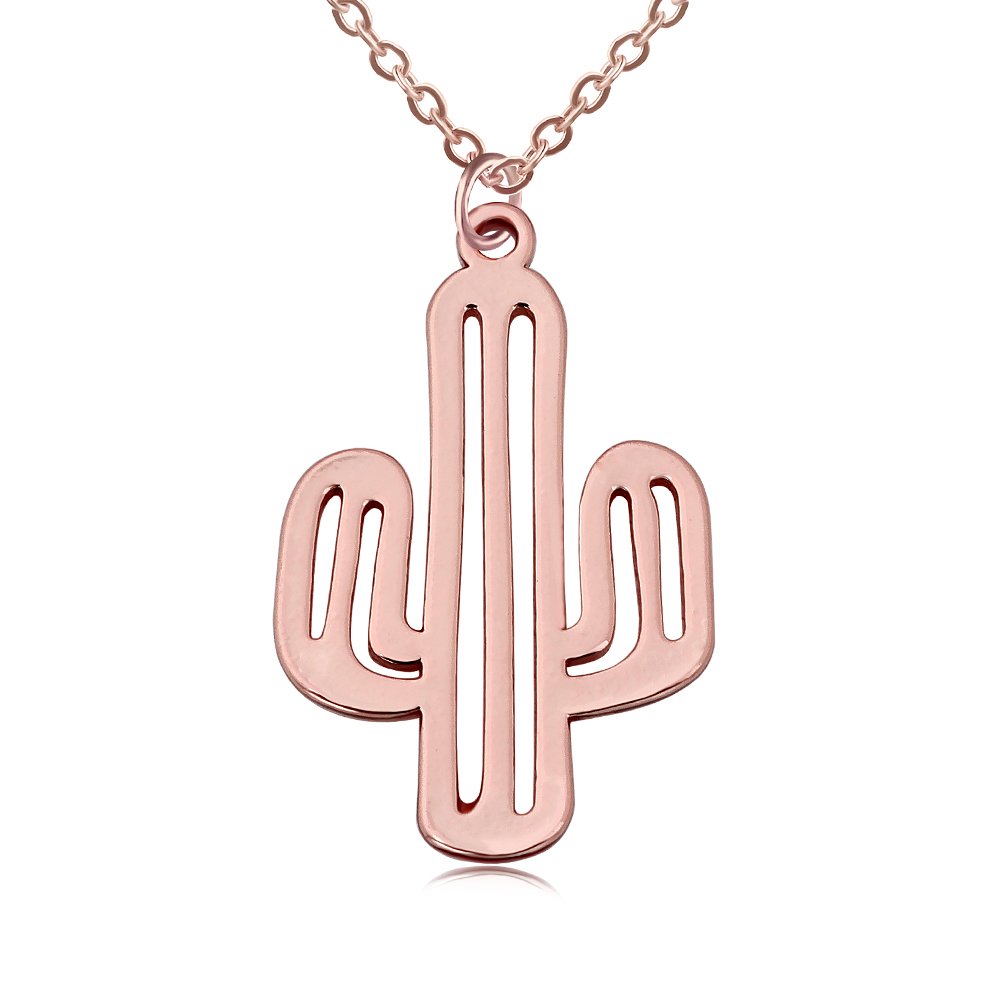 NOUMANDA Rose Gold Saguaro Cactus Pendant Necklace for Women - Fashion Copper Jewelry & Charm Accessories - Perfect for Boho Outfits, Summer Festivals & Gift Giving