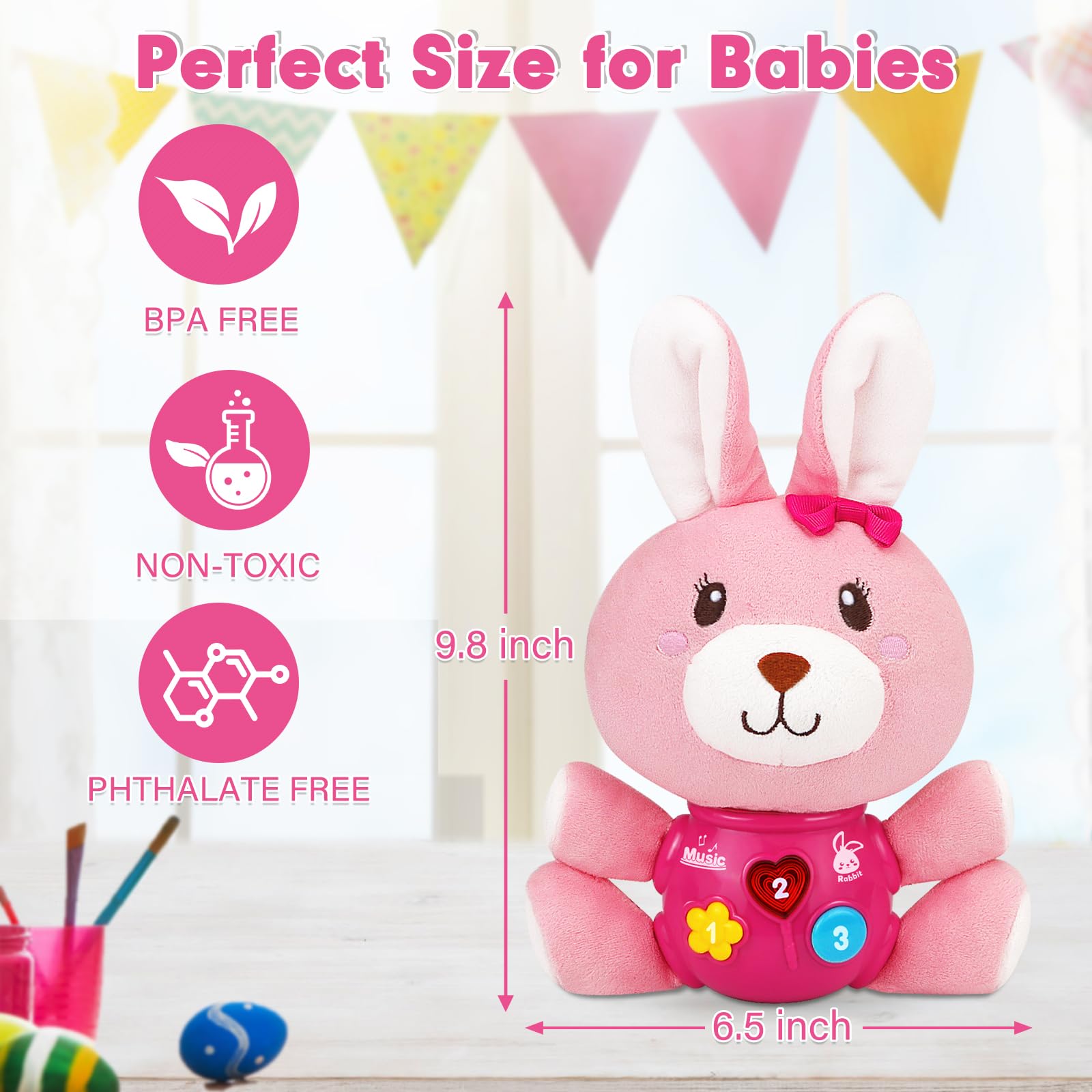 Soft Musical Easter Bunny Plush Toy for Babies 0-12 Months - Cuddly Stuffed Animal with Gentle Music - Perfect Easter Gift for Newborns, Infants & Toddlers (Girls & Boys) - Great for Nursery Decor, First Easter Celebration & Sensory Play