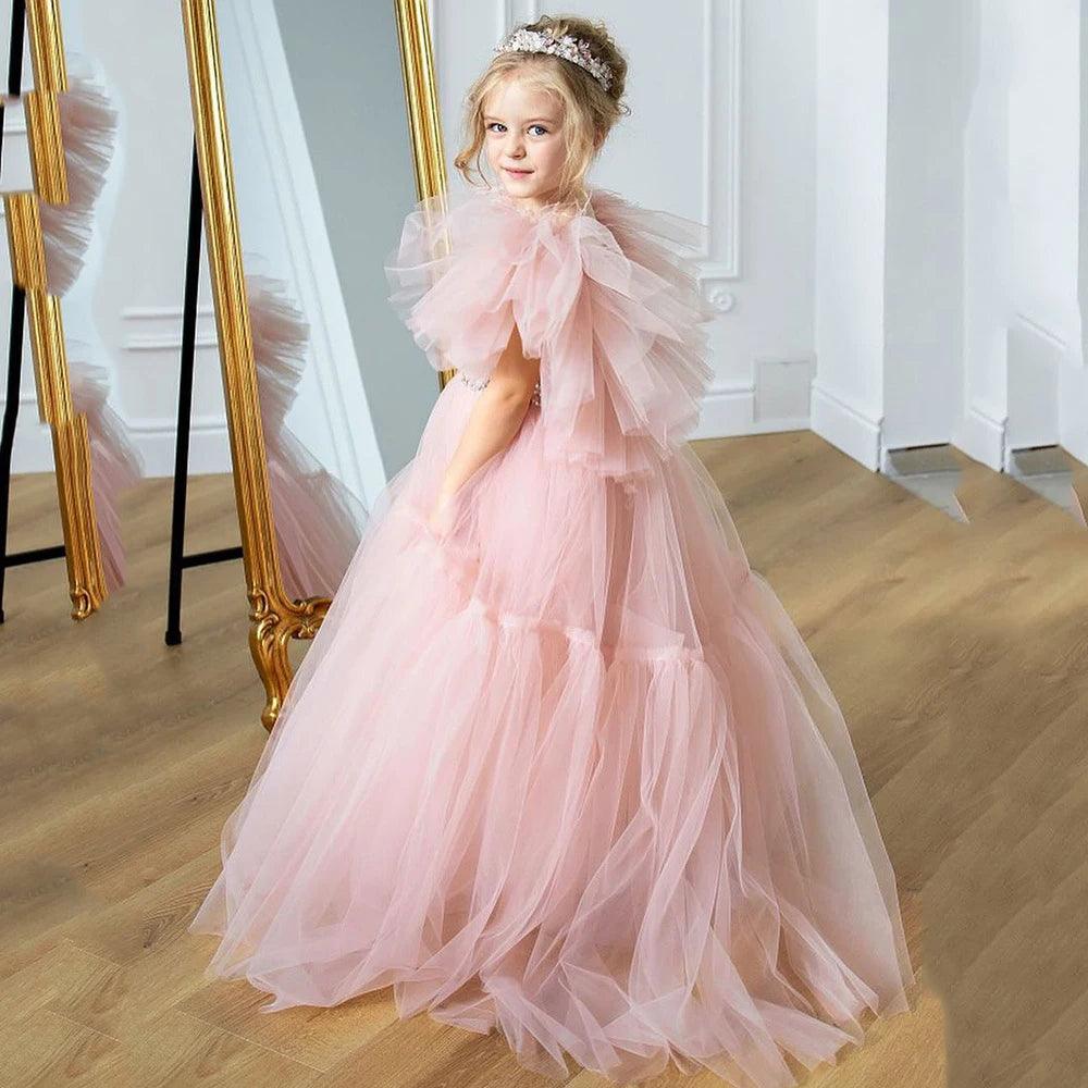 3D Sequin Floral Knee-Length Flower Girl Dress for Weddings, Pageants & Special Occasions – Elegant & Comfortable for Kids