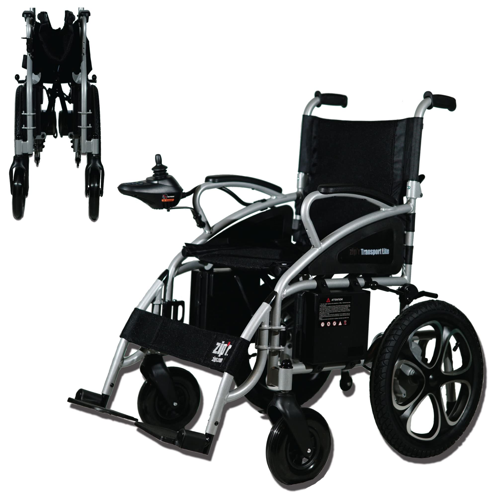 Zipr Transport Lite Electric Wheelchair - Lightweight Folding Power Wheelchair for Adults & Seniors - Portable Travel Wheelchair with Long Range Battery & USB Charging Port - Ideal for Air Travel, Shopping, and Outdoor Activities