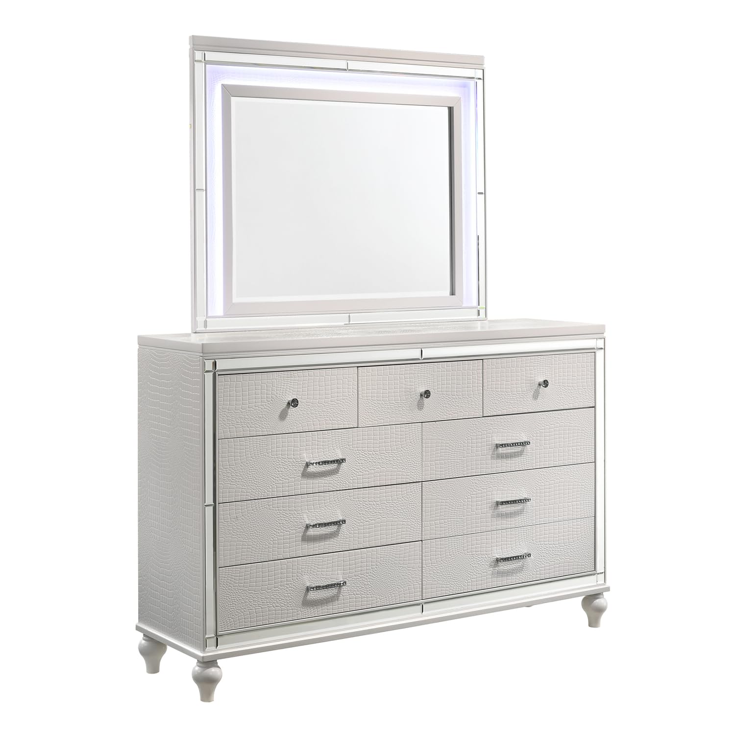 Valentino White Classic Dresser - Modern Bedroom Furniture for Home Decor & Storage | Perfect for Bedroom, Living Room, or Office