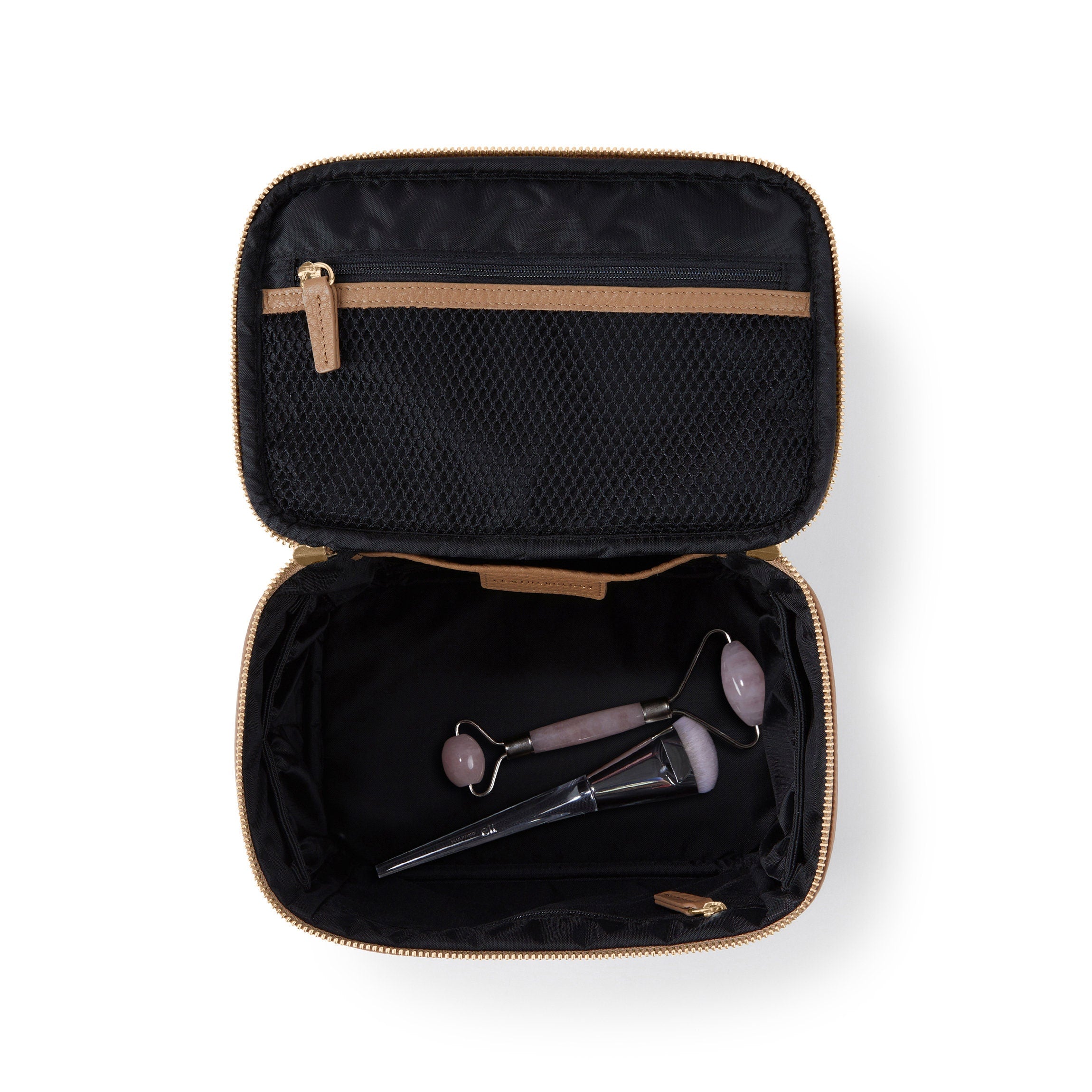Professional Small Train Case in Camel Color - Perfect for Makeup Artists, Travel & Cosmetics Storage | Durable & Stylish Beauty Organizer