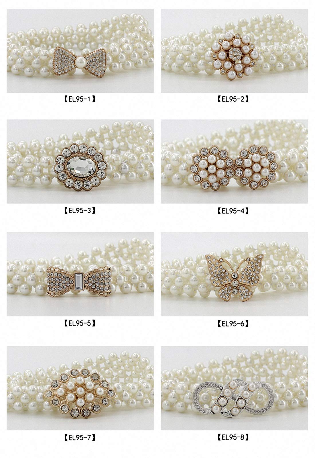 Elegant Women's Stretch Pearl Waist Belt with Rhinestone Interlocking Buckle - Adjustable Elastic Sash for Party Dresses, Wedding Gowns & Formal Occasions