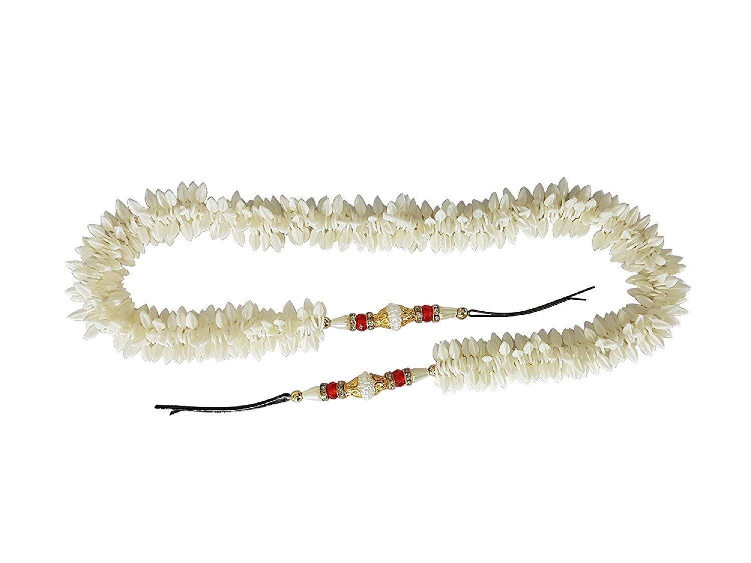 Zintalic Artificial Hair Gajra for Bun Hairstyles - White Floral Hair Accessories Set (Pack of 1) - Perfect for Weddings, Parties, and Special Occasions