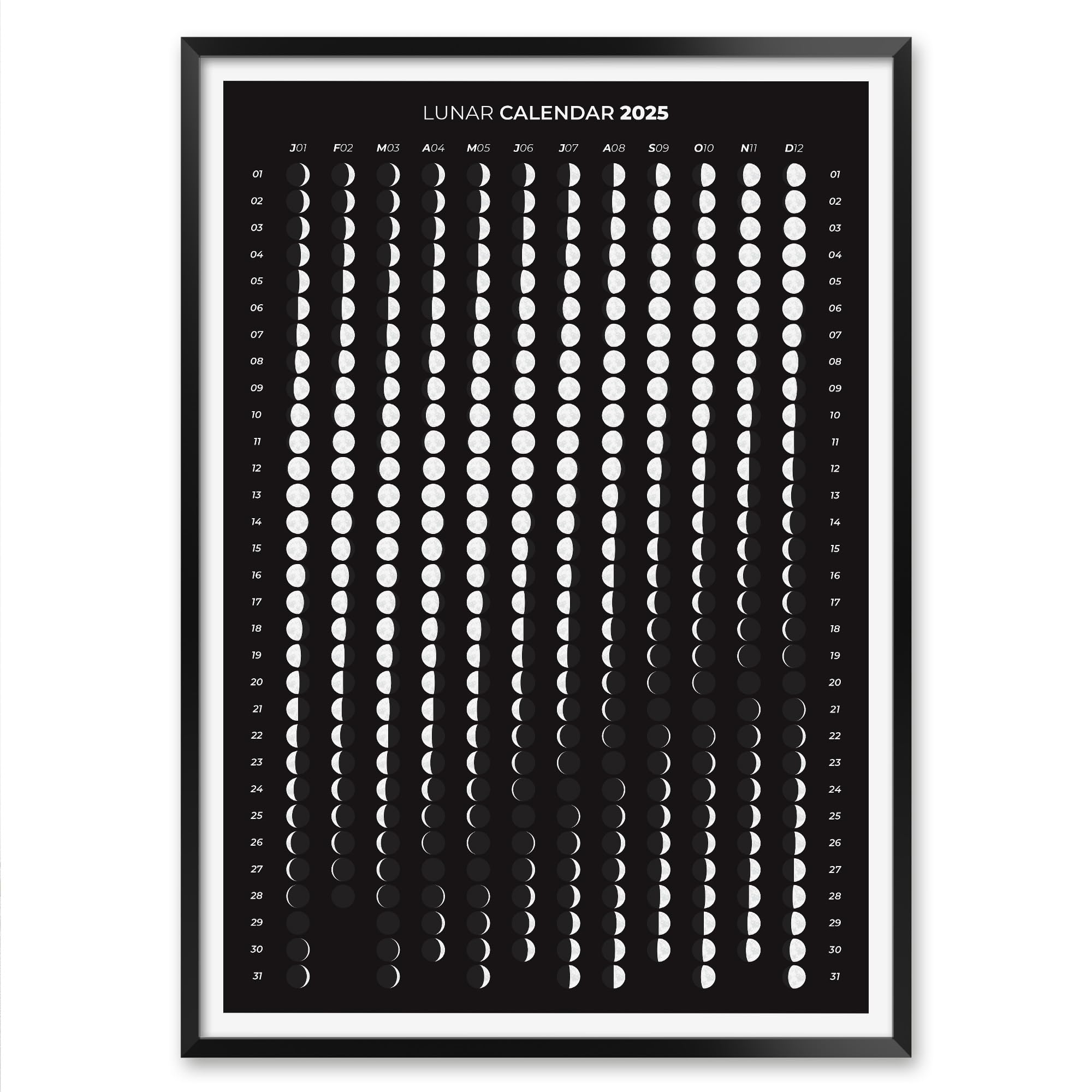 2025 Moon Phase Wall Calendar - Vertical Hanging Lunar Calendar for Home & Office Decor - Perfect for Living Room, Bedroom, or Gift Giving