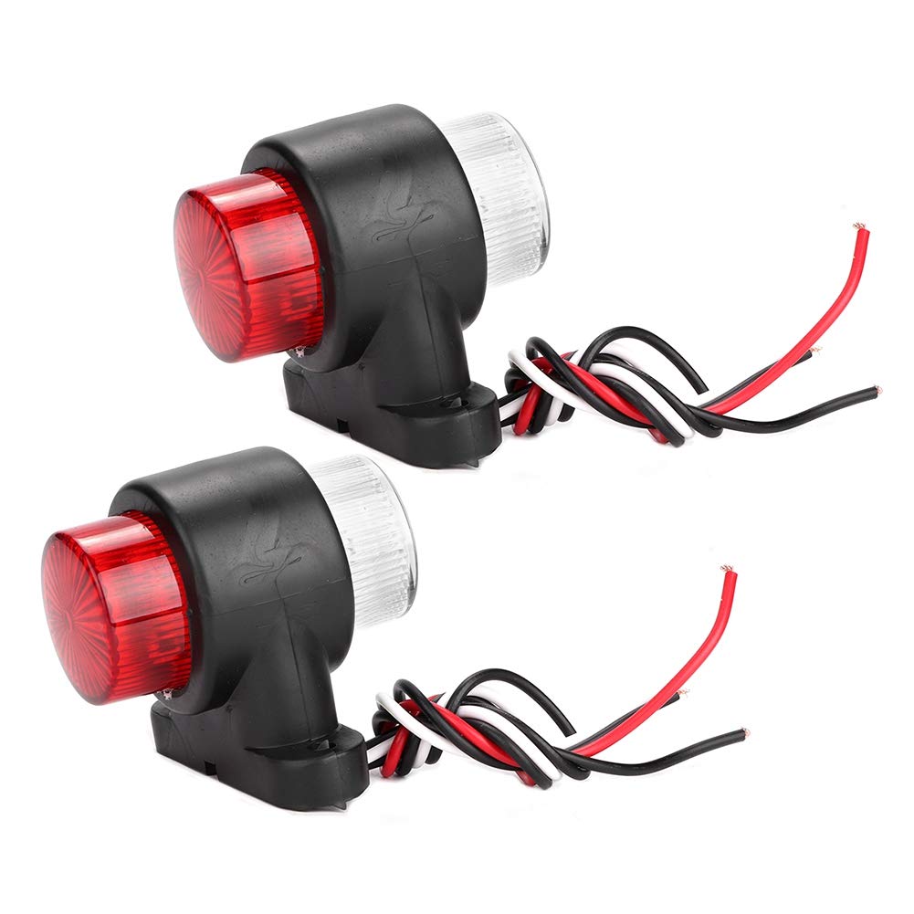 12V-24V LED Side Marker Lights (2Pcs) - Red & White Truck Trailer Signal Indicator Lamps for Enhanced Road Safety & Night Visibility
