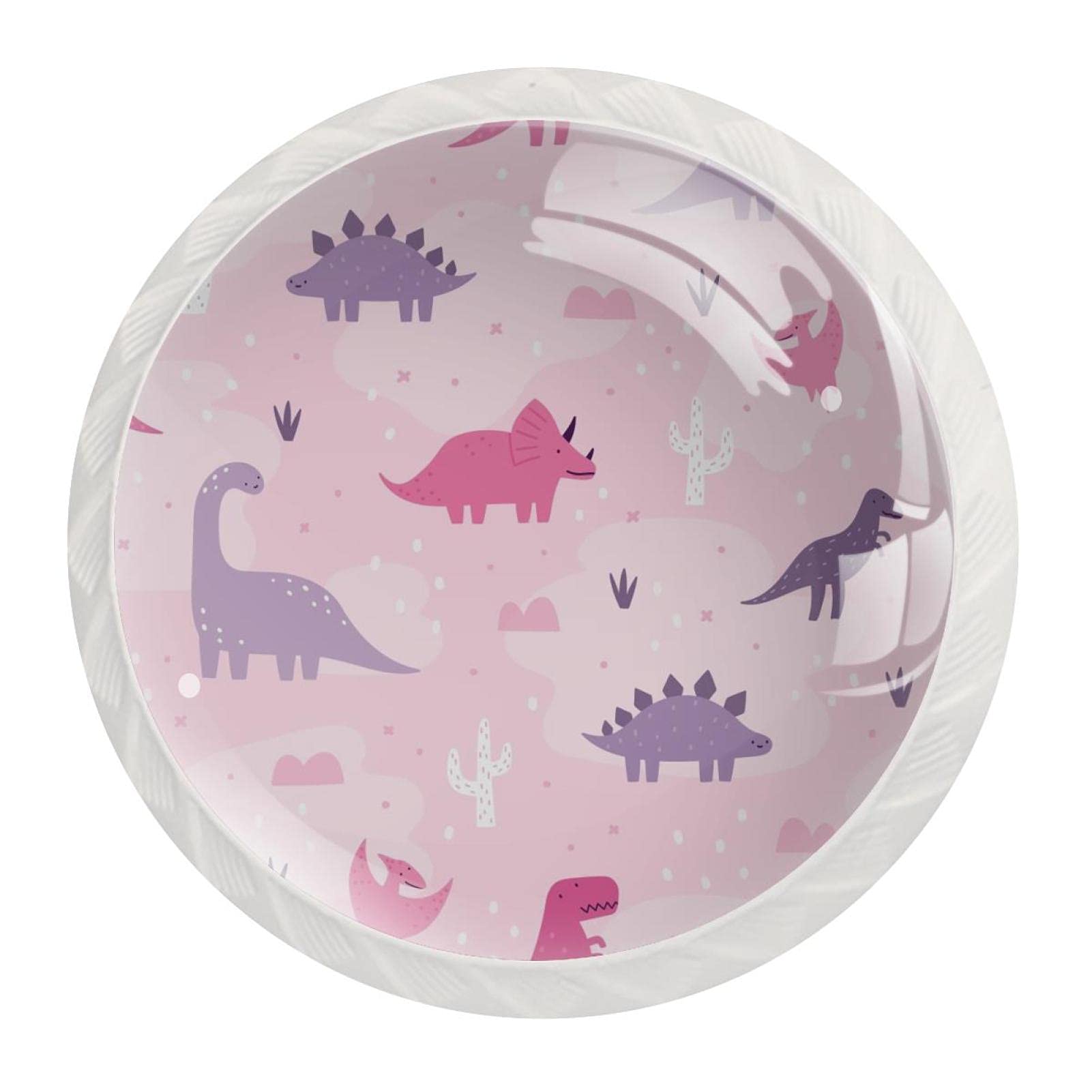 12 Pcs Crystal Glass Dinosaur Drawer Knobs - Pink & Purple Pastel for Home & Office Decor
