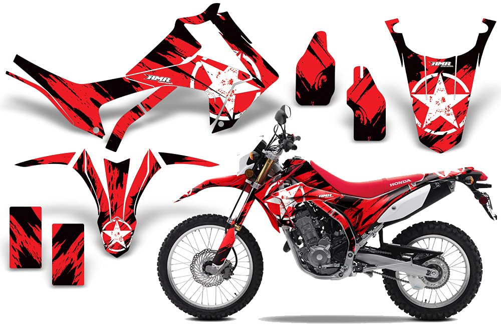 AMR Racing MX Dirt Bike Graphics Kit - Premium Sticker Decal for Honda CRF250L & CRF250M (2013-2019) - Torn Red Design - Off-Road Motocross Customization