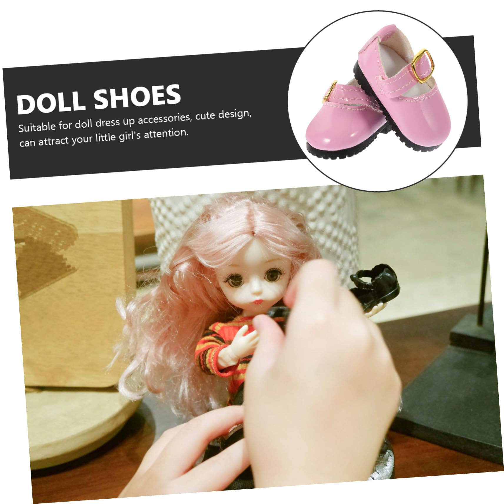 1 Pair Mini Dolls Dress Shoes for Girls - BJD Doll Shoes, Leather & Cotton Baby Shoes for 15cm Doll Outfits | Perfect for Doll Fashion, Collectibles, Photography & Decoration