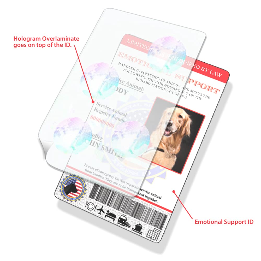 Custom Holographic Emotional Support Animal ID Card with ESA Letter - Official US Service Dog Registry QR Code - Perfect for Air Travel, Housing & Public Access