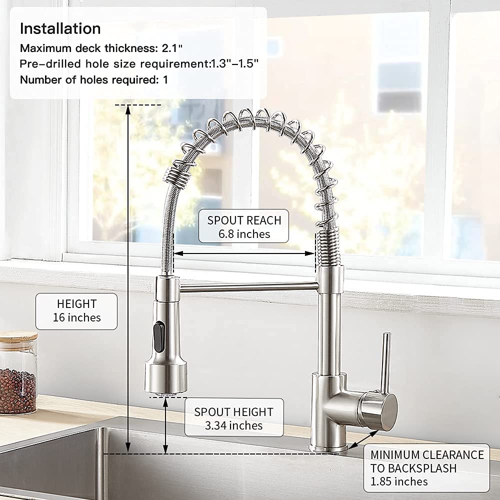 OWOFAN Brushed Nickel Kitchen Sink Faucet with Soap Dispenser - High Arc Pull Down Sprayer, Durable Stainless Steel Design for Modern Home & Restaurant Use