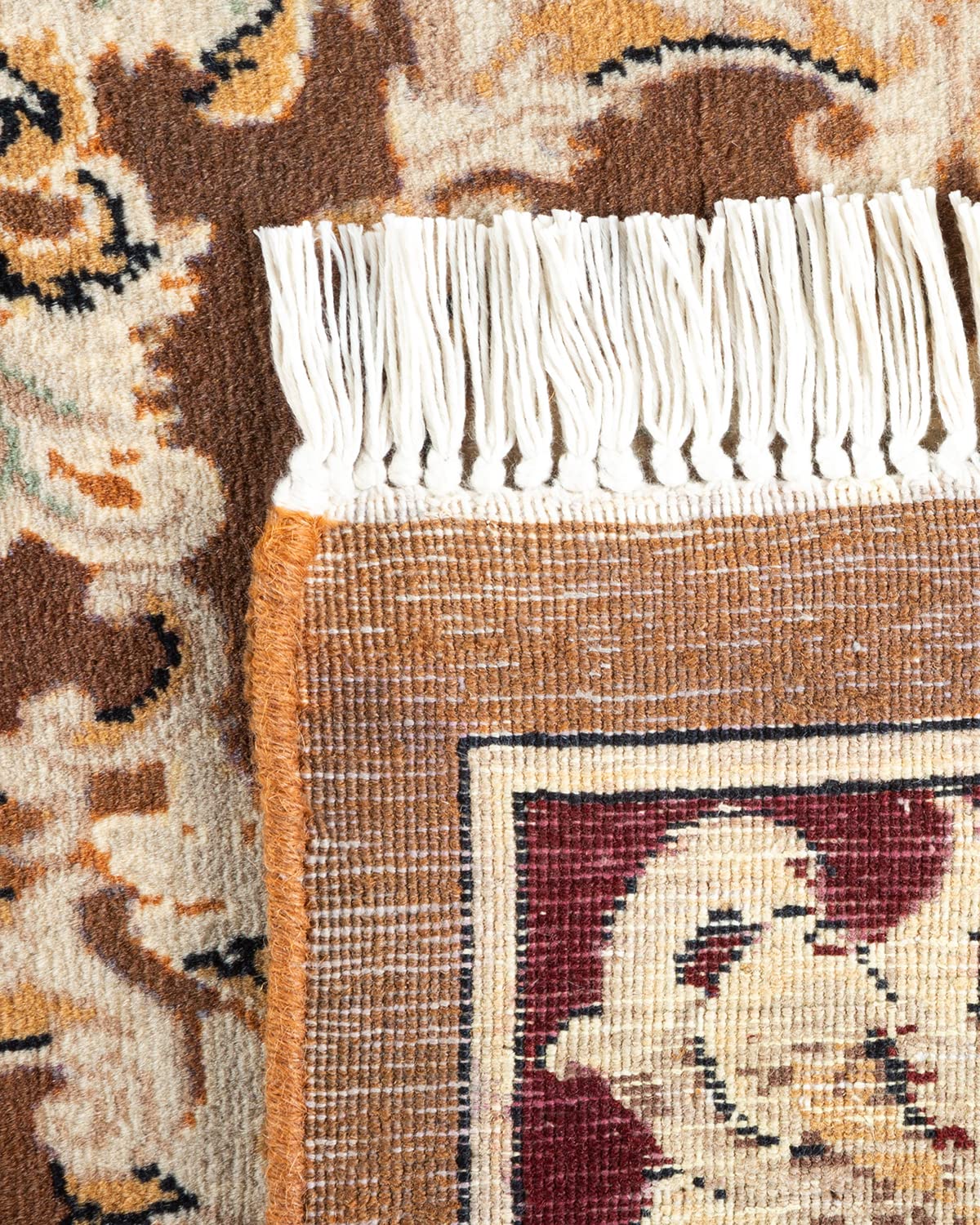 Handmade Wool Oriental Mogul Brown 6x9 Area Rug - Traditional Hand-Knotted One-of-a-Kind Solo Rugs for Living Room, Bedroom & Home Decor