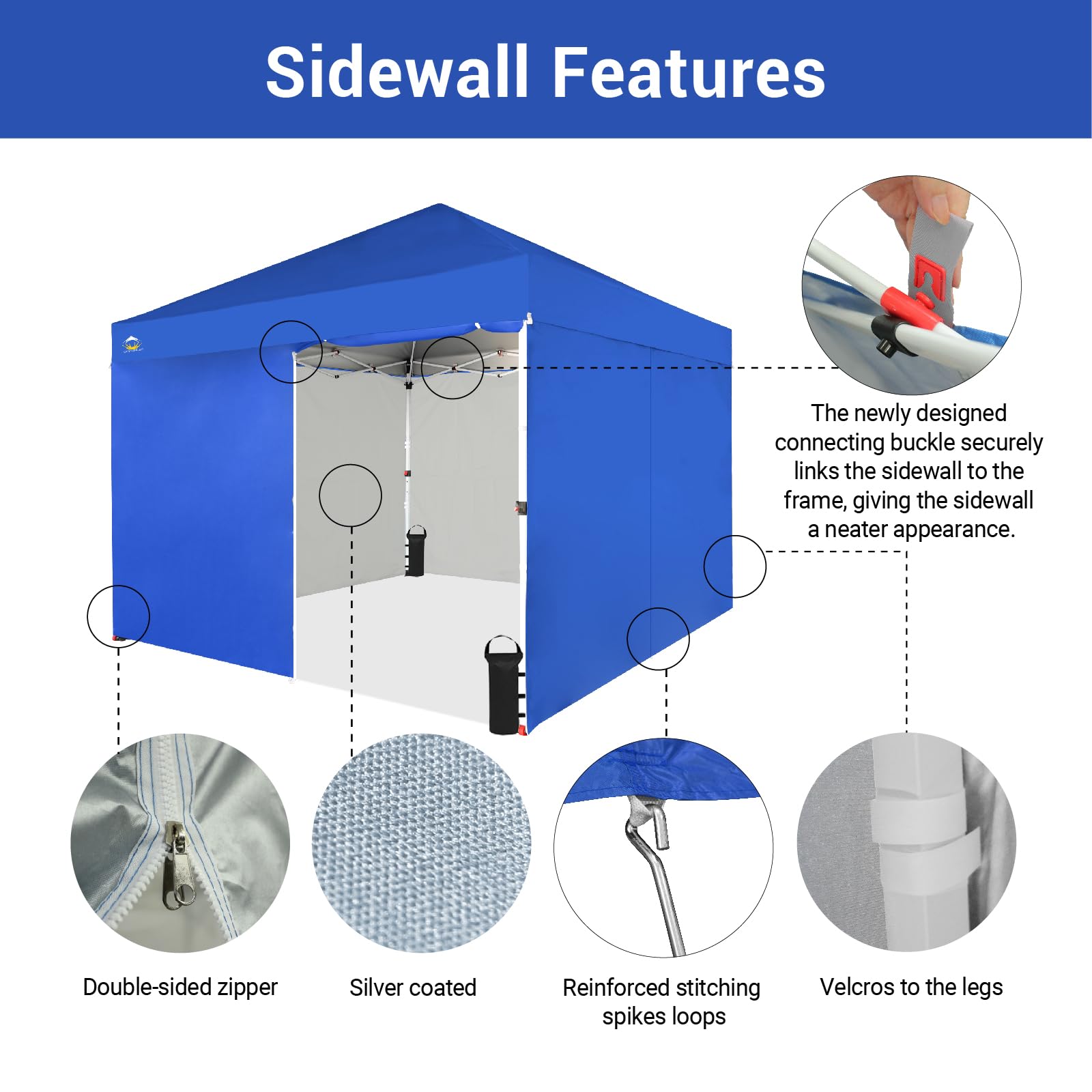 10x10 Pop Up Canopy Tent with Sidewalls - Blue for Outdoor Events & Markets