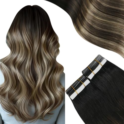 #1B Black Ombre Dark Brown Highlighted 27 Caramel Blonde