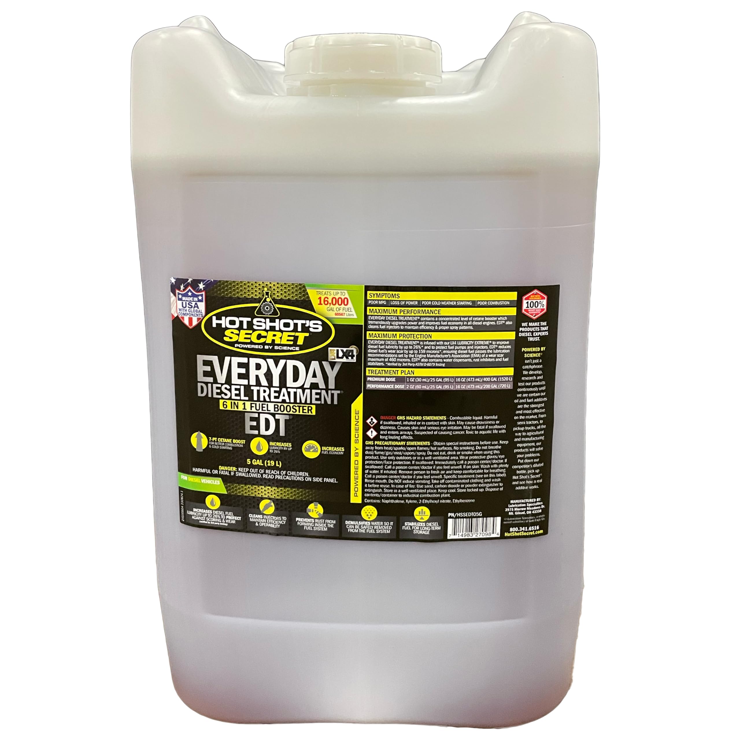 Hot Shot's Secret Everyday Diesel Treatment 5 Gallon - 6-in-1 Diesel Additive for Injector Cleaner, Fuel System Cleaner & Cetane Boost | Improves Engine Performance & Fuel Efficiency for Trucks, Heavy Equipment & Diesel Vehicles