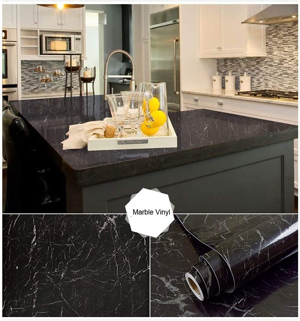 Vaidika Premium Kitchen Foil Stickers - Oil Proof Aluminum Wallpaper Roll for Kitchen Slab & Walls (2M Black) - Perfect for Backsplash Protection & Stylish Kitchen Decor