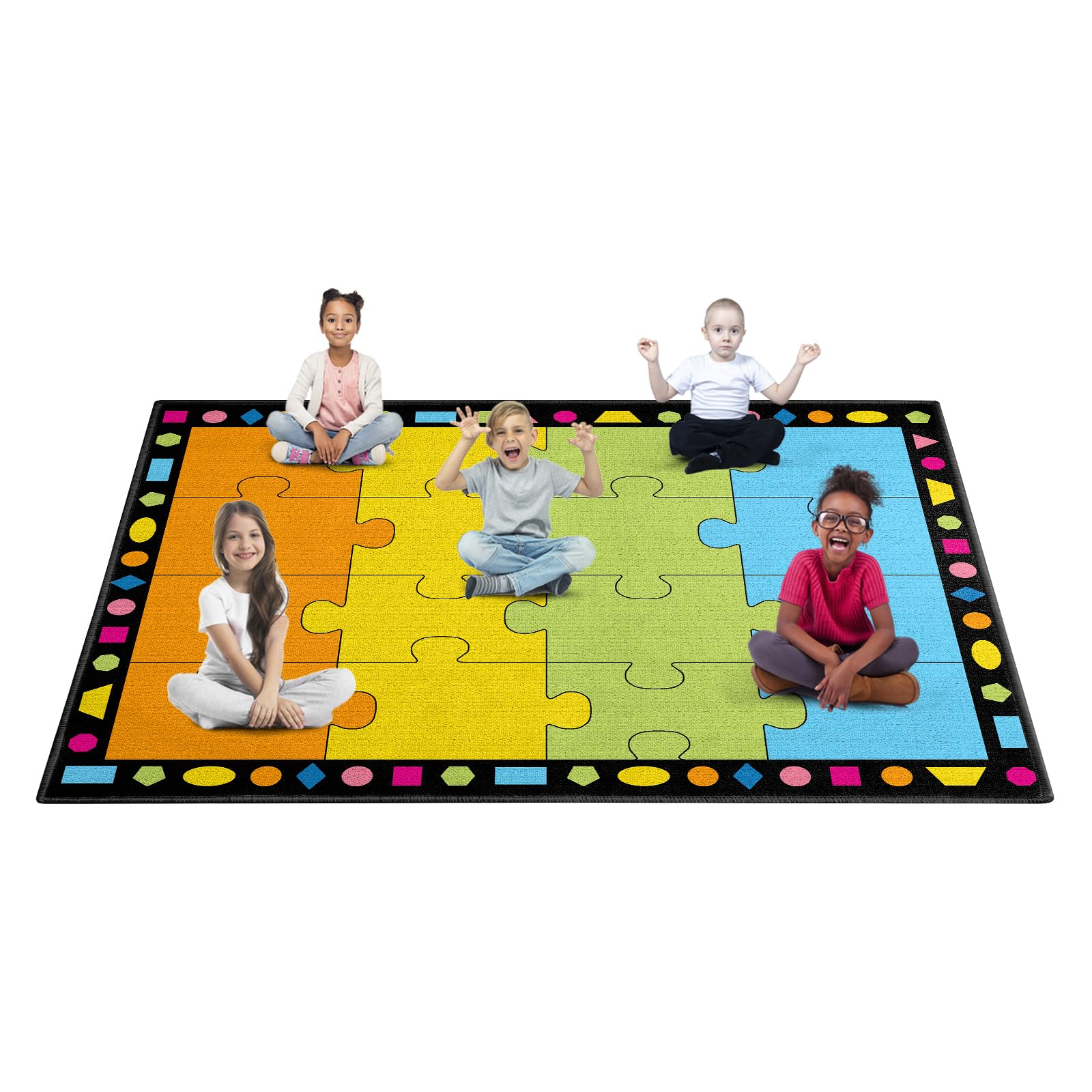 Booooom Jackson Elementary Classroom Rug - 16 Seat Kids Carpet 6'5