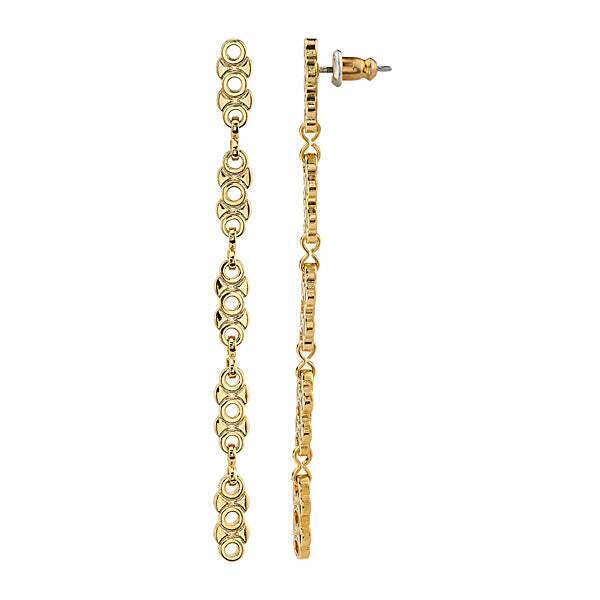1928 Jewelry Linear Chain Link Earrings for Women - Elegant Gold & Silver Dangle Earrings for Everyday Wear, Party & Special Occasions