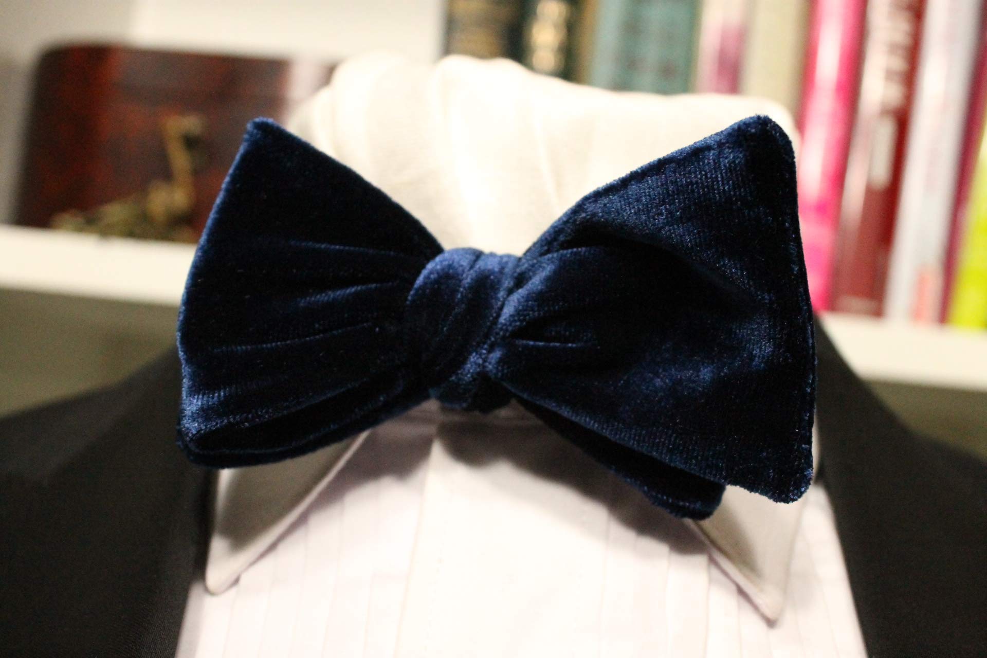 Navy Blue Velvet 'Classico' Handmade Bow Tie for Weddings, Formal Events & Special Occasions