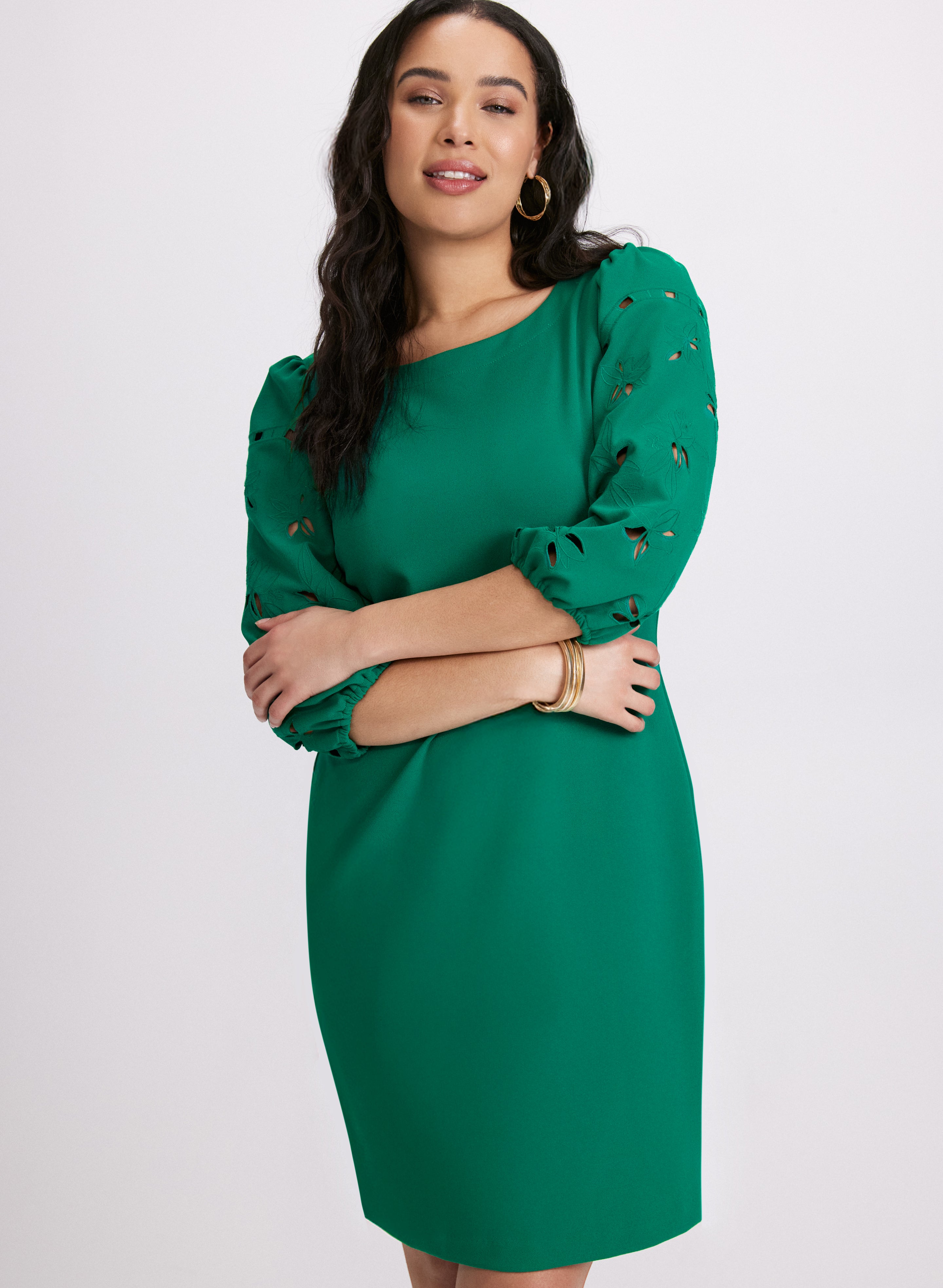 Embroidered Sleeve Dress for Women - Elegant Floral Embroidery Summer Dress - Perfect for Weddings, Parties & Date Nights