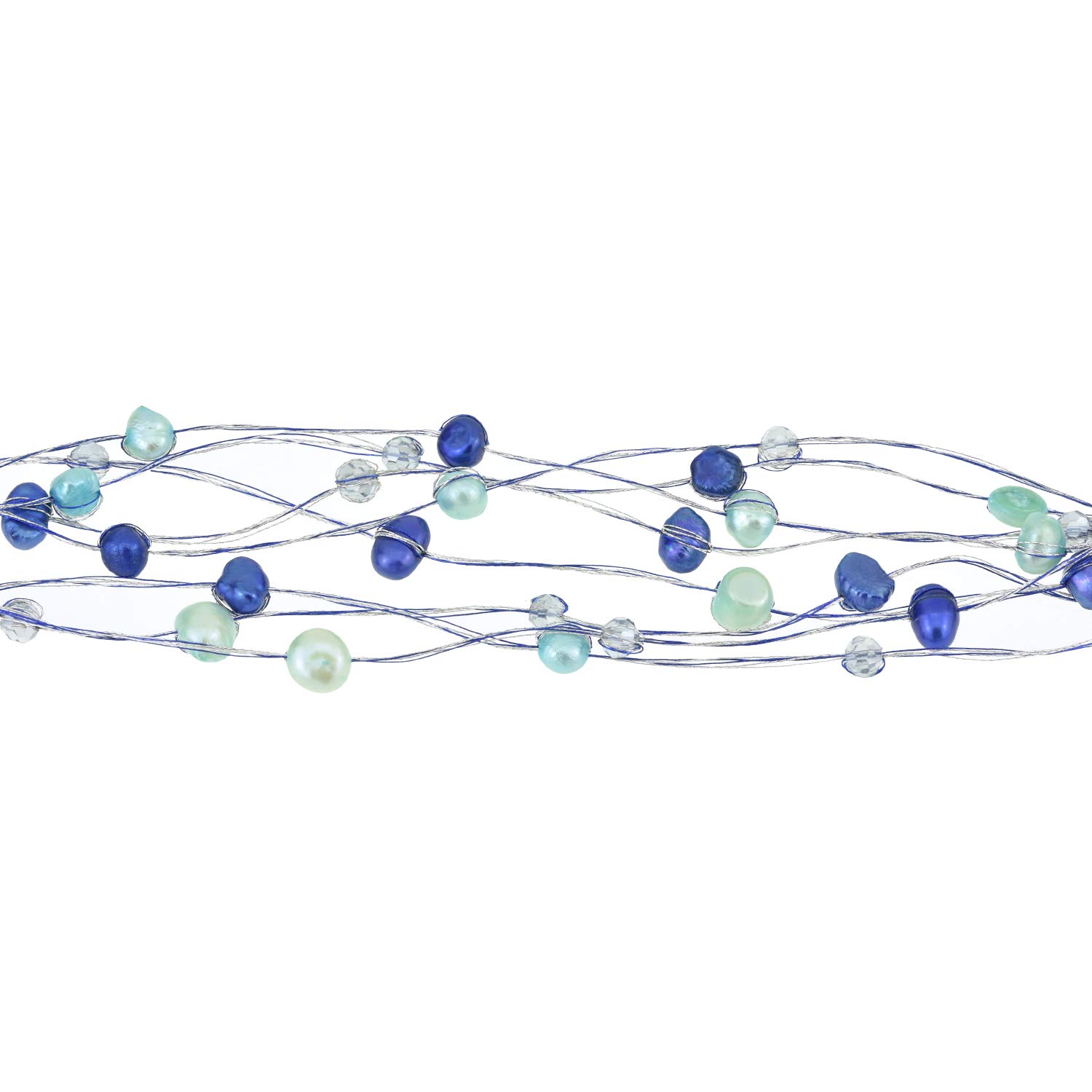 Elegant Blue Layered Cultured Freshwater Pearl Multi-Strand Bracelet for Women | Handmade Pearl Jewelry Gift | Perfect for Weddings, Parties & Special Occasions