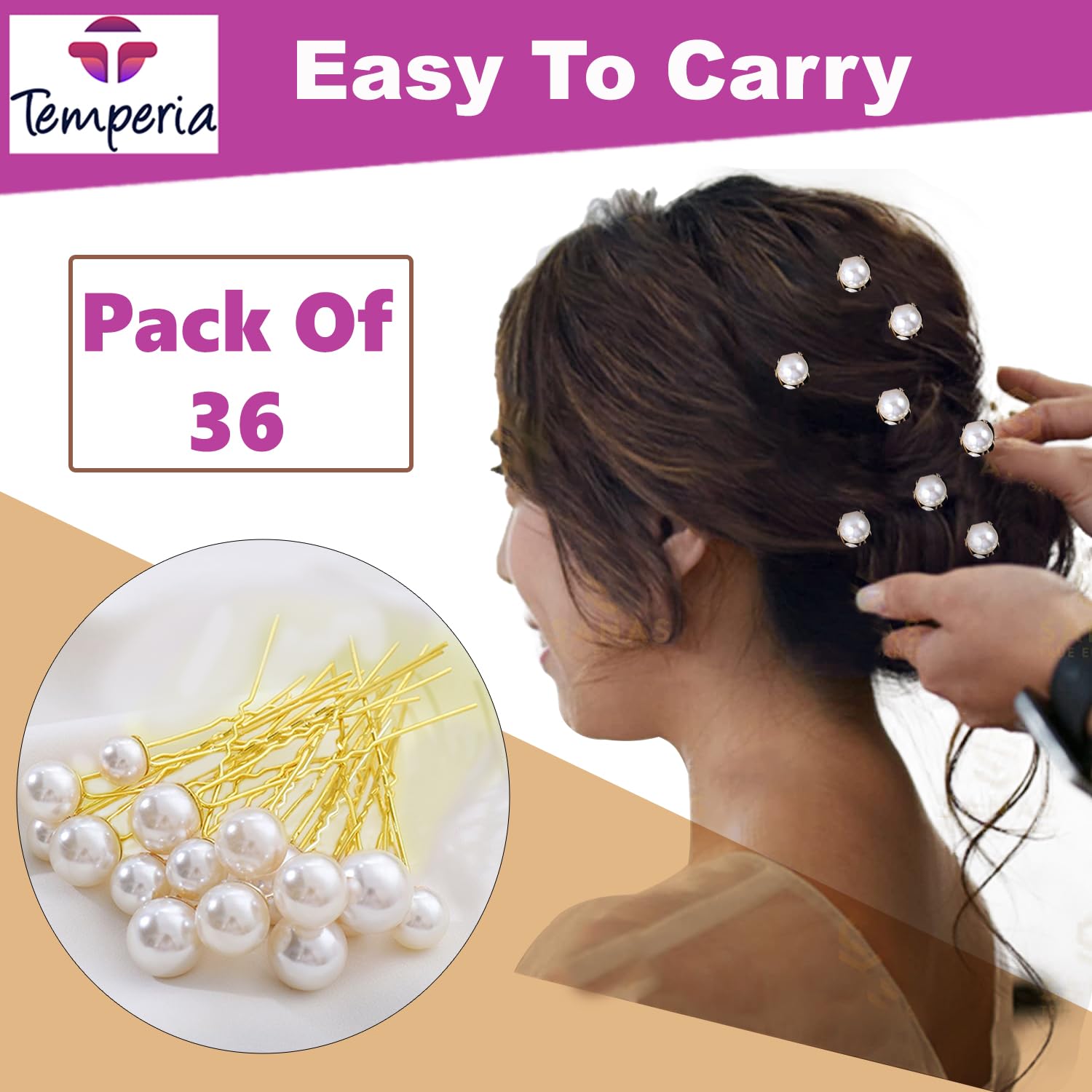 36pcs Pearl Hair Clips & U Pins for Women - Elegant Bridal Hair Accessories for Weddings, Parties & Special Occasions | Perfect for Bridesmaids, Prom & Formal Events