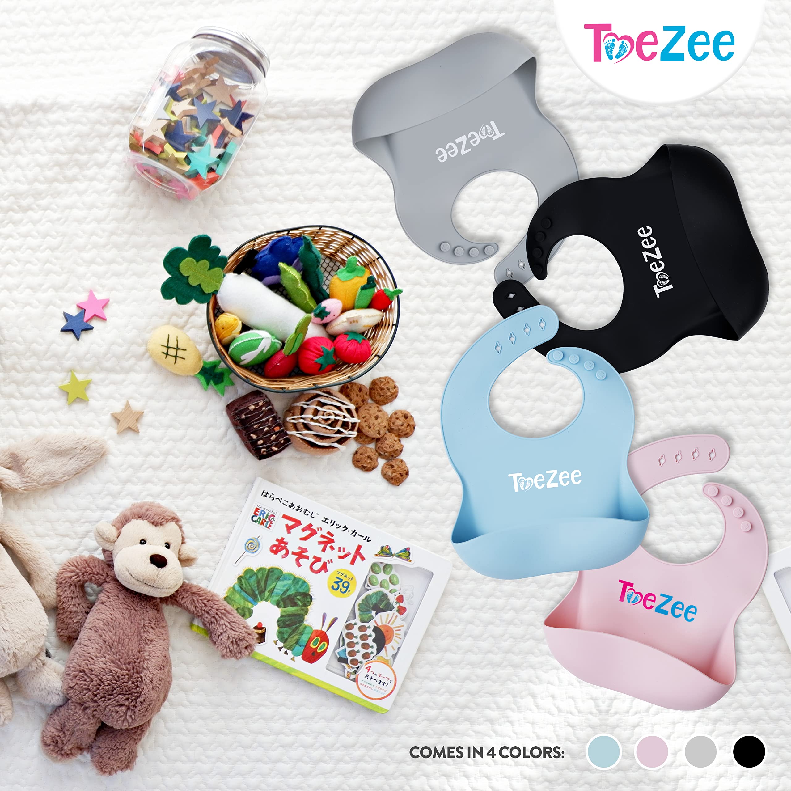 Baby Silicone Bibs with Wide Food Catcher - BPA Free, Adjustable & Easy Clean Food-Grade Bib for Toddlers | Perfect for Messy Meals, Baby-Led Weaning & On-the-Go Feeding