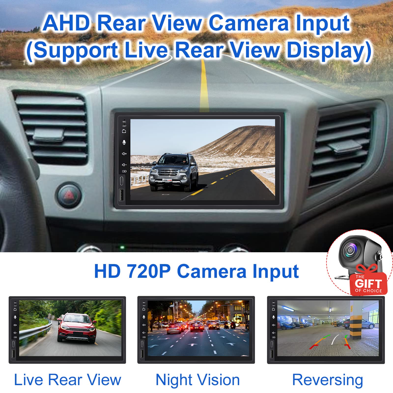 IYING 7 Inch Wireless CarPlay & Android Auto Double Din Car Stereo with Backup Camera - Bluetooth, AM/FM, AirPlay, MP5 Player - Universal In-Dash Receiver for Cars, SUVs & Trucks - Perfect for Commuting, Road Trips & Hands-Free Driving